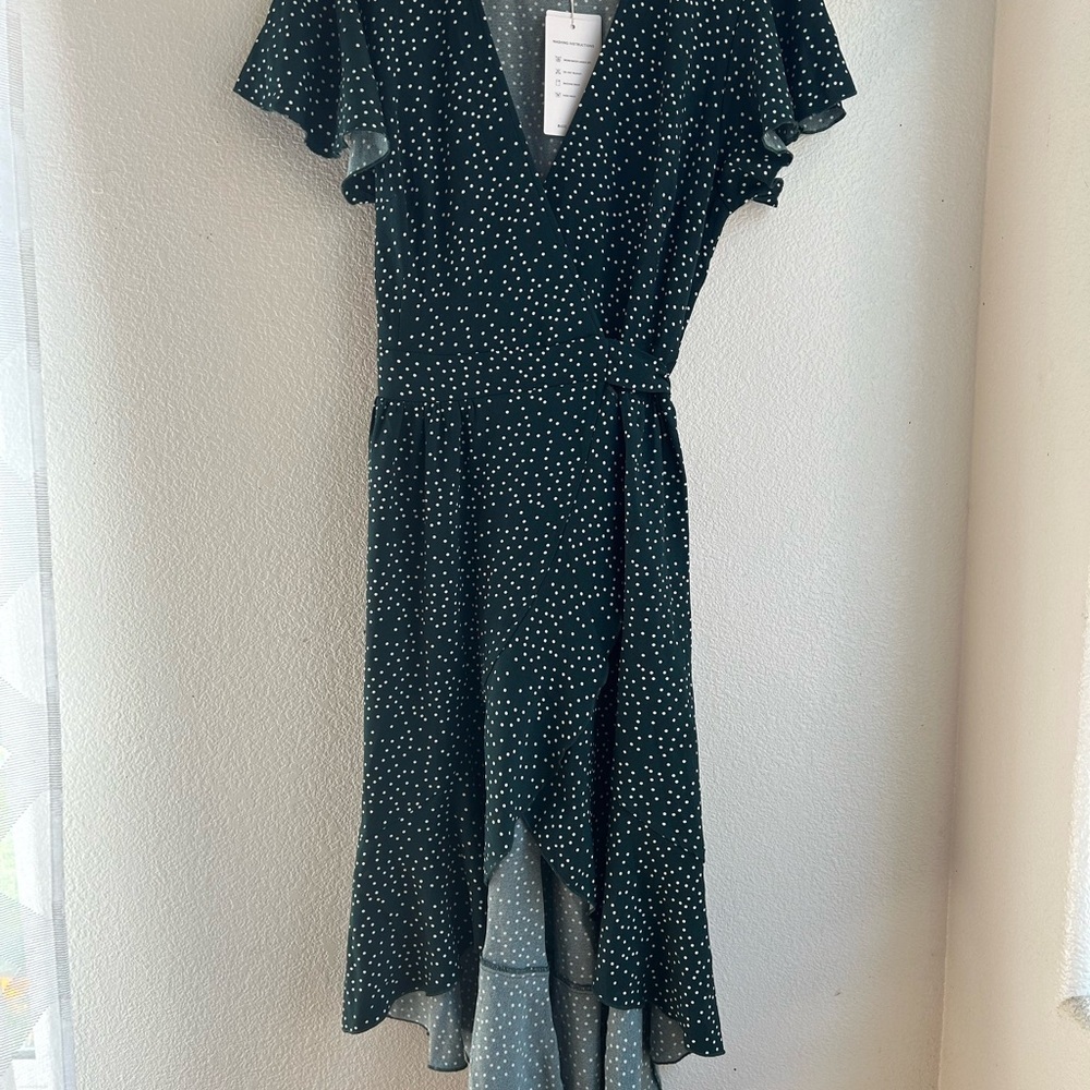 Zesica | Polka Dot High Low Wrap Dress - Picture 3 of 7